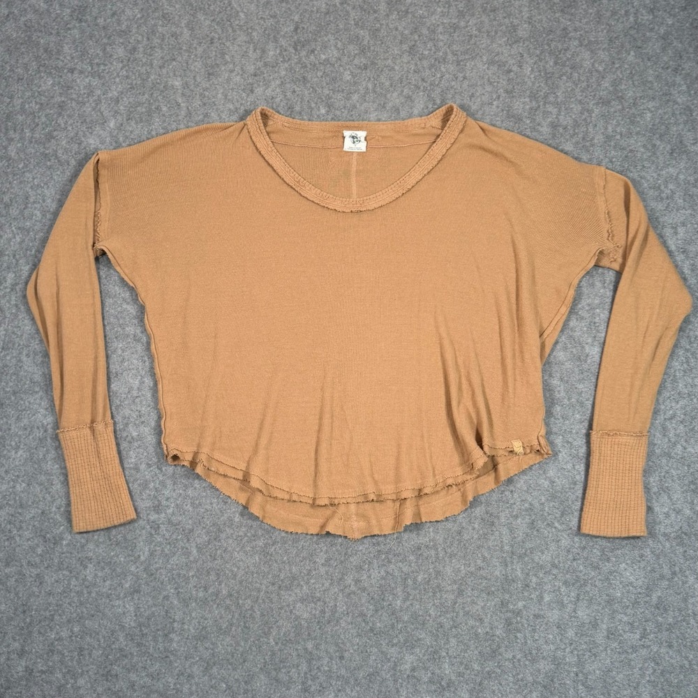 We The Free People Cinnamon Tan Colby Long Sleeve Thermal Top Womens Size Medium